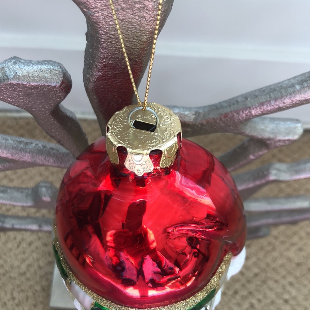 Vintage GLASS Oversized Santa Claus head ornament St Nick Christmas - Picture 4 of 4